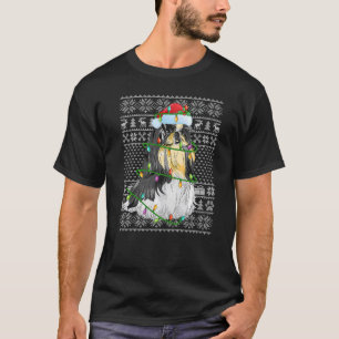 Ugly Sweater Style Xmas Lights Santa Shih Tzu Dog
