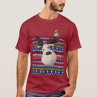 Ugly Sweater T-shirt Reindeer and bird funny party