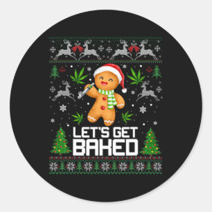 Ugly Sweater Weed Christmas Xmas  Classic Round Sticker