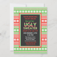Ugly Sweater Word Art Christmas Party Invitation