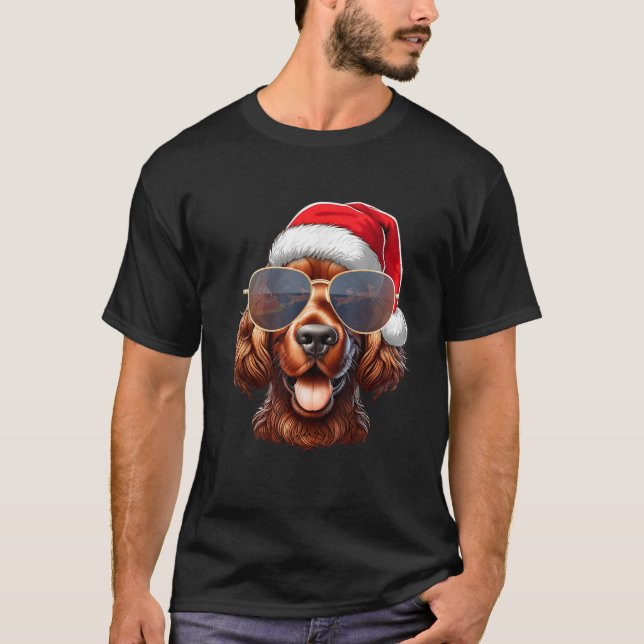 Ugly Sweater X mas Santa Irish Setter Dog Christma (Front)