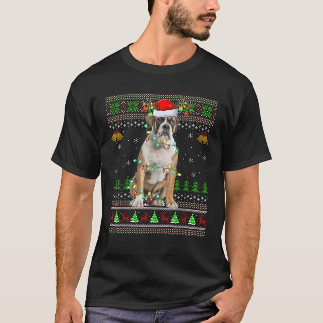 Ugly Sweater Xmas Lights Santa English Bulldog Chr (Front)