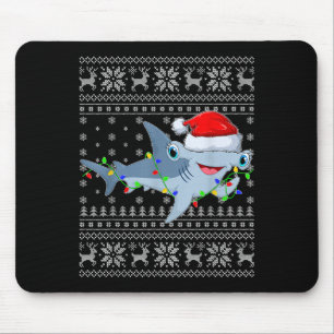 Ugly Sweater Xmas Lights Santa Hammerhead Shark Ch Mouse Mat