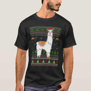 Ugly Sweater Xmas Lights Santa Hat Llama Christmas