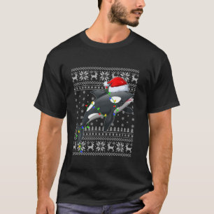 Ugly Sweater Xmas Lights Santa Hat Orca Christmas