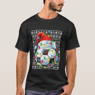 Ugly Sweater Xmas Lights Santa Hat Soccer Football