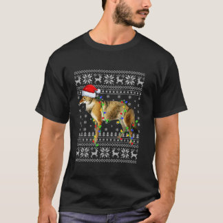 Ugly Sweater Xmas Lights Santa Hat Wolf Christmas