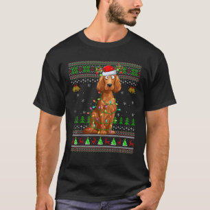 Ugly Sweater Xmas Lights Santa Irish Setter Dog Ch