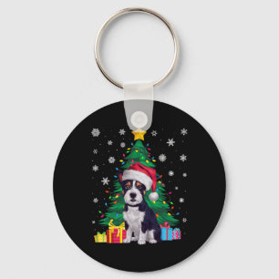 Ugly Sweater Xmas Tree American Staffordshire Terr Key Ring