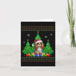 Ugly Sweater Xmas Tree Cavalier King Charles Spani Card