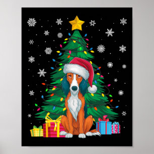 Ugly Sweater Xmas Tree Light American Foxhound Dog Poster