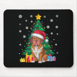 Ugly Sweater Xmas Tree Light Dogue De Bordeaux Dog Mouse Mat