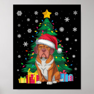 Ugly Sweater Xmas Tree Light Dogue De Bordeaux Dog Poster