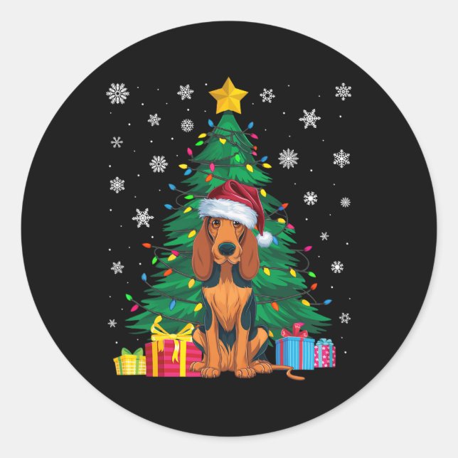 Ugly Sweater Xmas Tree Lights American English Coo Classic Round Sticker (Front)