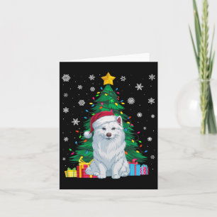 Ugly Sweater Xmas Tree Lights American Eskimo Dog  Card