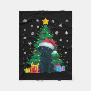 Ugly Sweater Xmas Tree Lights Black Labrador Dog S Fleece Blanket