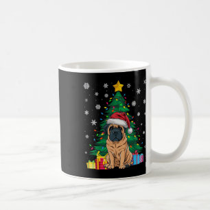 Ugly Sweater Xmas Tree Lights English Mastiff Dog  Coffee Mug