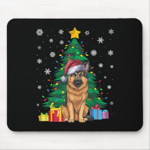 Ugly Sweater Xmas Tree Lights German Shepherd Dog  Mouse Mat