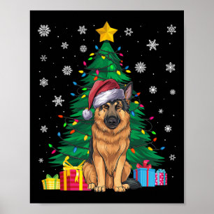 Ugly Sweater Xmas Tree Lights German Shepherd Dog  Poster