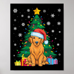 Ugly Sweater Xmas Tree Lights Golden Retriever Dog Poster