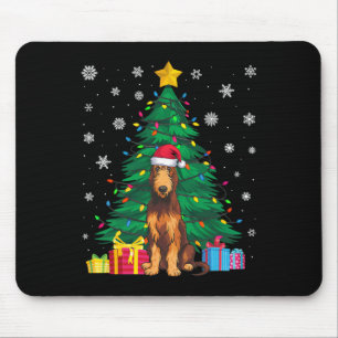 Ugly Sweater Xmas Tree Lights Irish Wolfhound Dog  Mouse Mat