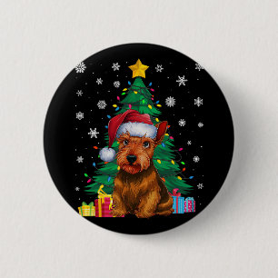 Ugly Sweater Xmas Tree Lights Scottish Terrier Dog 6 Cm Round Badge