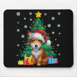 Ugly Sweater Xmas Tree Lights Toy Fox Terrier Dog Mouse Mat