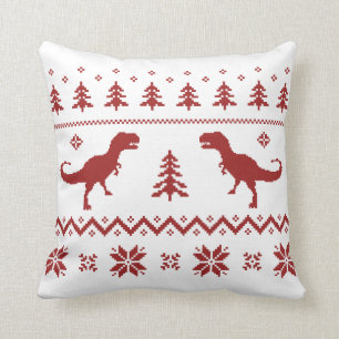 Ugly T-Rex Dinosaur Christmas Sweater Cushion