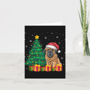 Ugly Tibetan Mastiff Santa Hat Christmas Lights Do Card