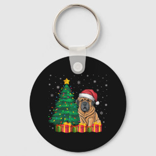 Ugly Tibetan Mastiff Santa Hat Christmas Lights Do Key Ring