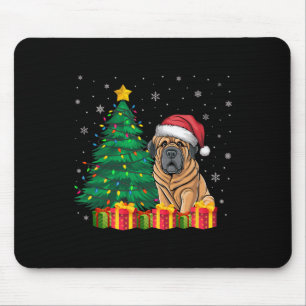 Ugly Tibetan Mastiff Santa Hat Christmas Lights Do Mouse Mat