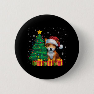 Ugly Toy Fox Terrier Santa Hat Christmas Lights Do 6 Cm Round Badge