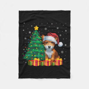 Ugly Toy Fox Terrier Santa Hat Christmas Lights Do Fleece Blanket