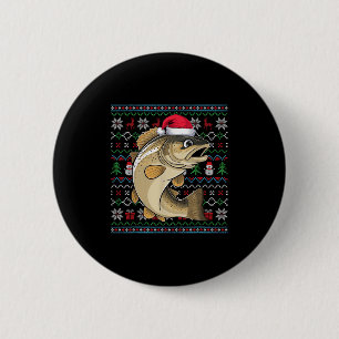 Ugly Trout Fish Lovers Xmas Sweater Santa Christma 6 Cm Round Badge