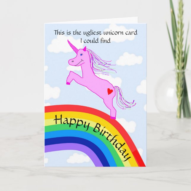 Ugly Unicorn Birthday Card (Front)