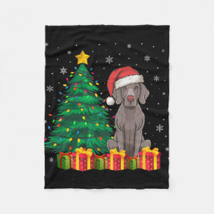 Ugly Weimaraner Santa Hat Christmas Lights Dog Lov Fleece Blanket