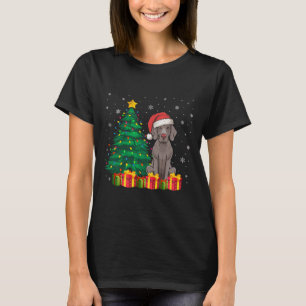 Ugly Weimaraner Santa Hat Christmas Lights Dog Lov T-Shirt