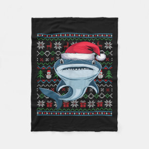 Ugly Whale Shark Lovers Xmas Sweater Santa Christm Fleece Blanket