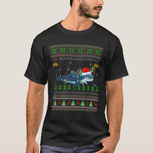 Ugly Whale Shark Xmas Lighting Santa Whale Shark C T-Shirt