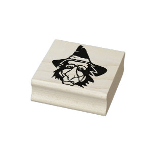Ugly witch face silhouette art stamp