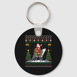 Ugly Wolf Xmas Gift Santa Riding Wolf Christmas Key Ring