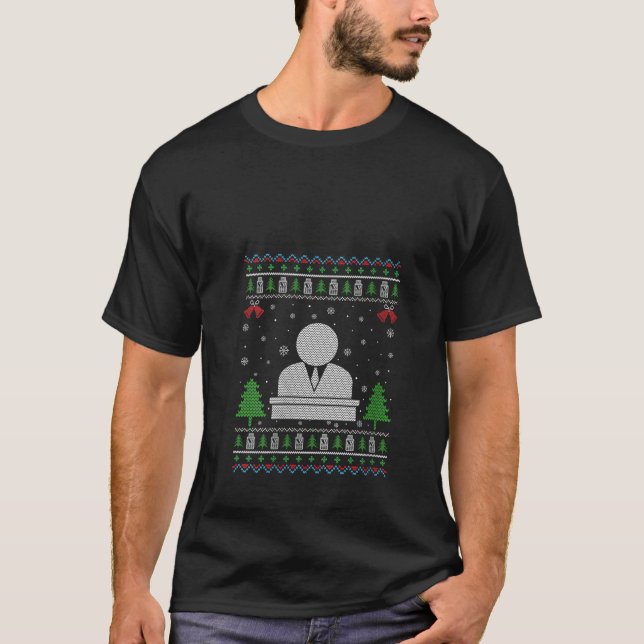 Ugly Xmas Design Bank Teller Ugly Christmas Sweate T-Shirt (Front)