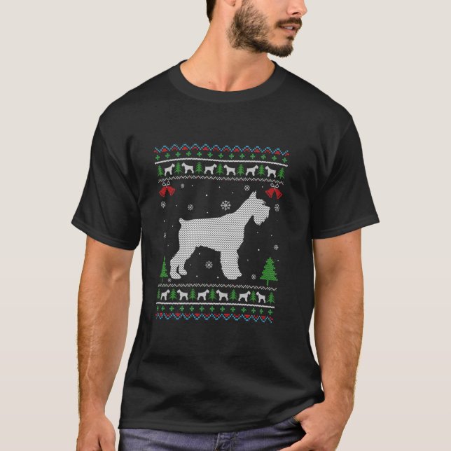 Ugly Xmas Design Schnauzer Dog Ugly Christmas Swea T-Shirt (Front)