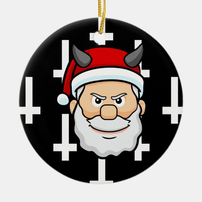 ugly xmas evil santa claus ceramic tree decoration (Front)