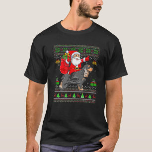 Ugly Xmas Funny Santa Claus Riding Cocker Spaniel T-Shirt