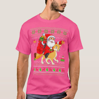 Ugly Xmas Funny Santa Claus Riding Fennec Fox Chri T-Shirt
