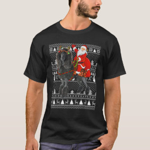 Ugly Xmas Funny Santa Riding Standard Poodle Dog C T-Shirt