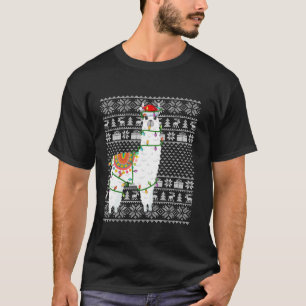 Ugly Xmas Lighting Santa Hat Alpaca Christmas  T-Shirt