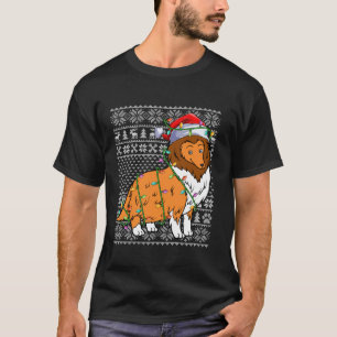 Ugly Xmas Lighting Santa Hat Collie Dog Christmas T-Shirt