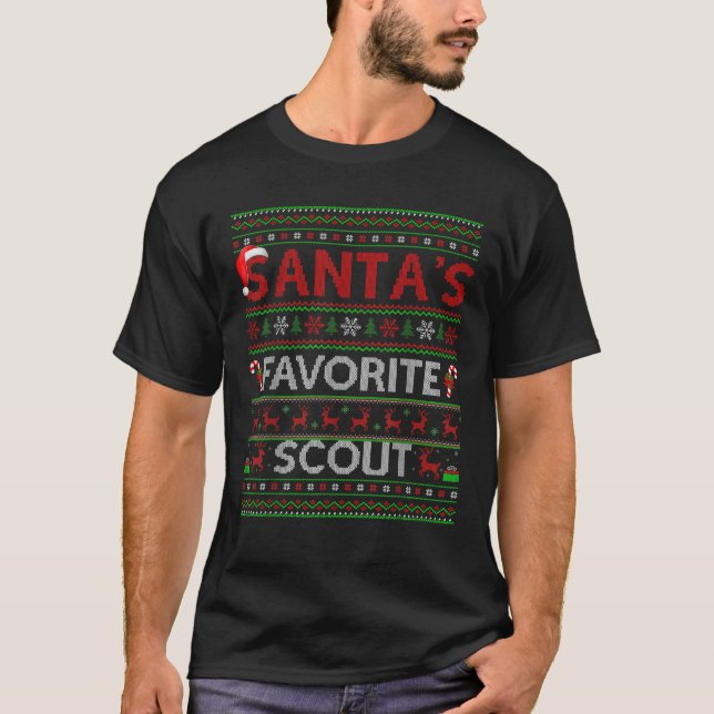 Ugly Xmas Lighting Santa s Favourite Scout Christm T-Shirt (Front)
